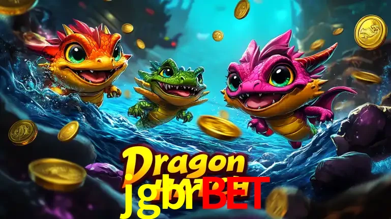Arte promocional do jogo Dragon Hatch com três adoráveis dragões bebês nadando entre moedas de ouro, um dos slots mais divertidos para jogar no cassino jgbrbet.